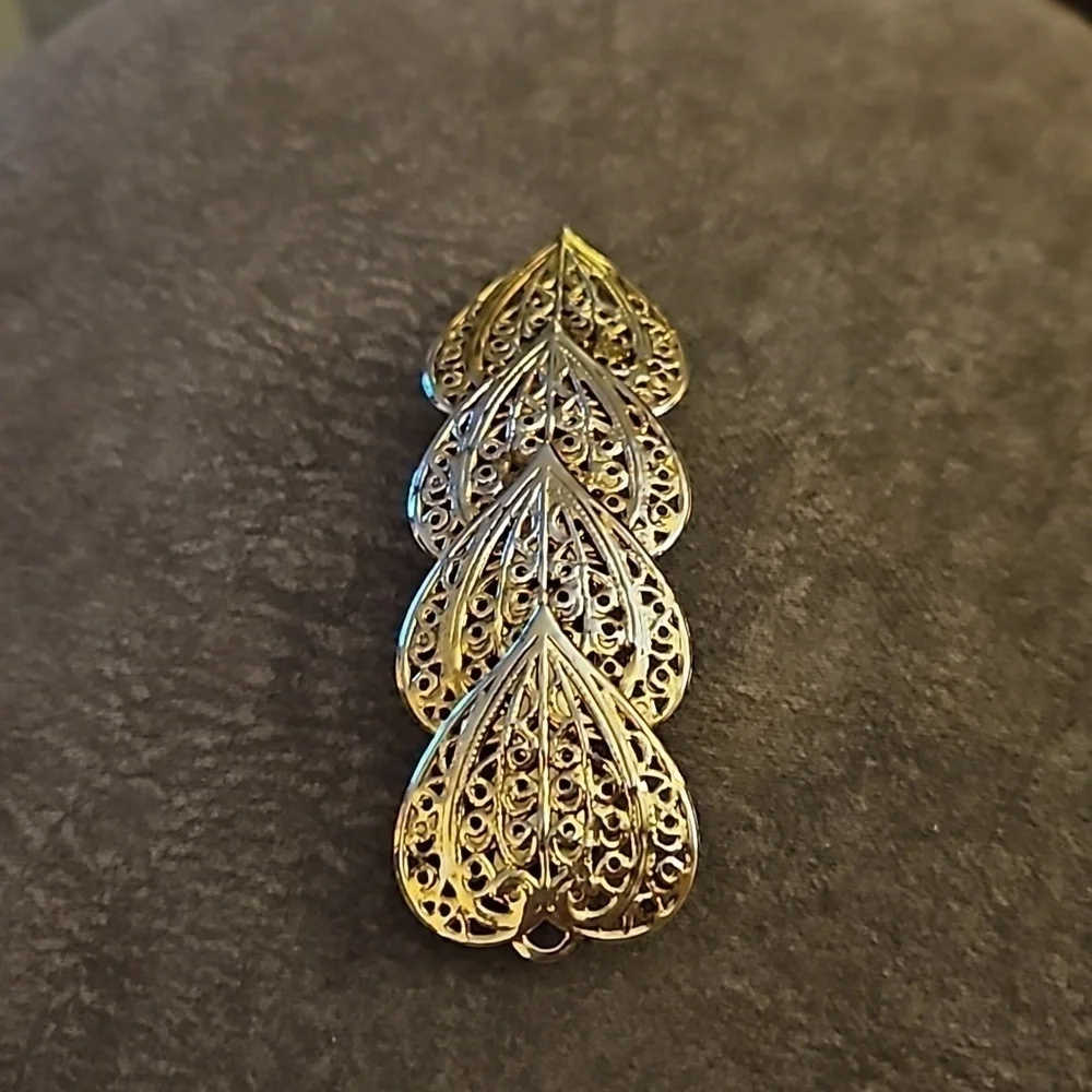 VTG 1970s Goldtone Hearts Filigree Victorian Coquette Barrette